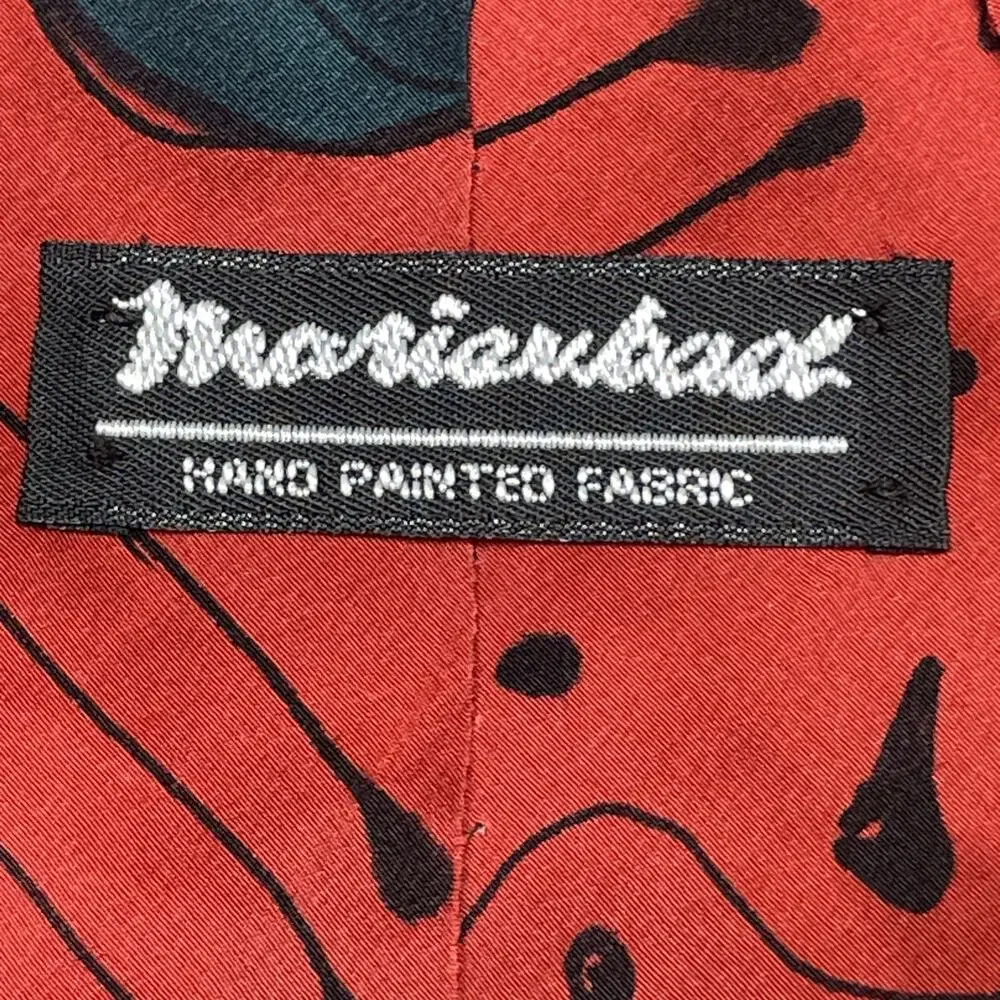 Vtg Marienbad Abstract Artwear Necktie Red Orange Black Hand Painted Tie 3.75”